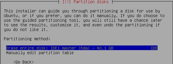 Ubuntu Partitioning options
